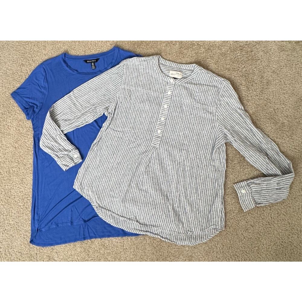 Ellen Tracy & Universal Thread Womens L Tops Bundle Blue Tee Striped Blouse